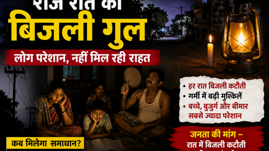 रोज रात को बिजली कटौती से जनता परेशान, गर्मी में बढ़ी मुश्किलें