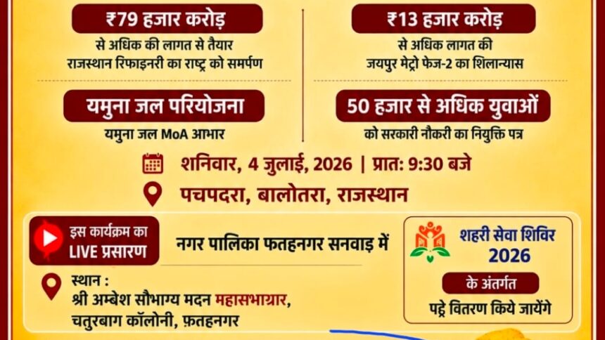 फतहनगर में होगा प्रधानमंत्री मोदी के ऐतिहासिक कार्यक्रम का लाइव प्रसारण, शहरी सेवा शिविर में होगा पट्टा वितरण**